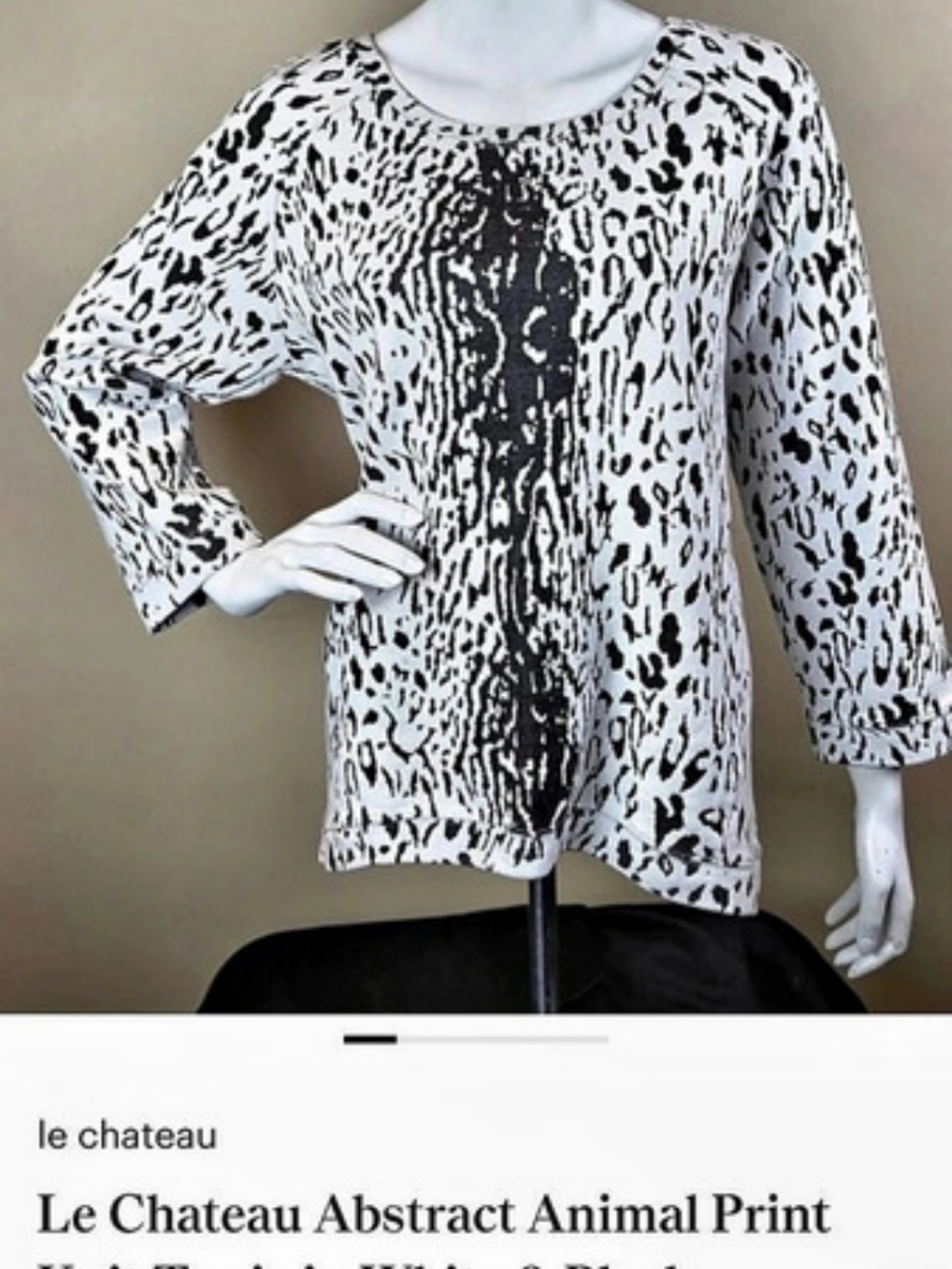 Frank Lyman B&W Geometric Ruched Top Flattering Silhouette Asymmetric Hem